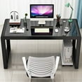 thumbnail image 1 of Jerry & Maggie - Tempered Glass Computer Desk Strength Sturdy Surface Laptop Desk Dinning Cocktail Table USB Accessory Attribute Professional Office Desk Modern Plain Legs Personal Workstation Black, 1 of 8