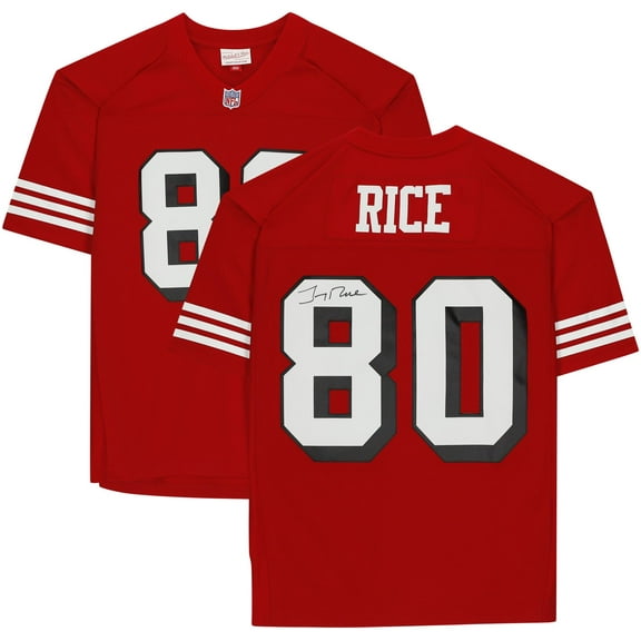 Jerry Rice San Francisco 49ers Autographed Mitchell and Ness Red Replica Jersey - Fanatics Authentic Certified