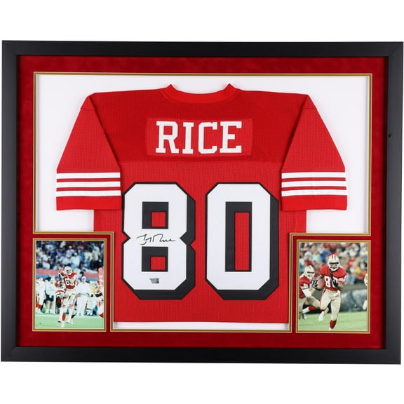 Jerry Rice San Francisco 49ers SM Deluxe Framed Autographed Red Mitchell & Ness Authentic Jersey - Fanatics Authentic Certified