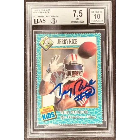 Jerry Rice autographed 49ers 1989 Sports Illustrated for Kids card BAS 10 BGS 7.5