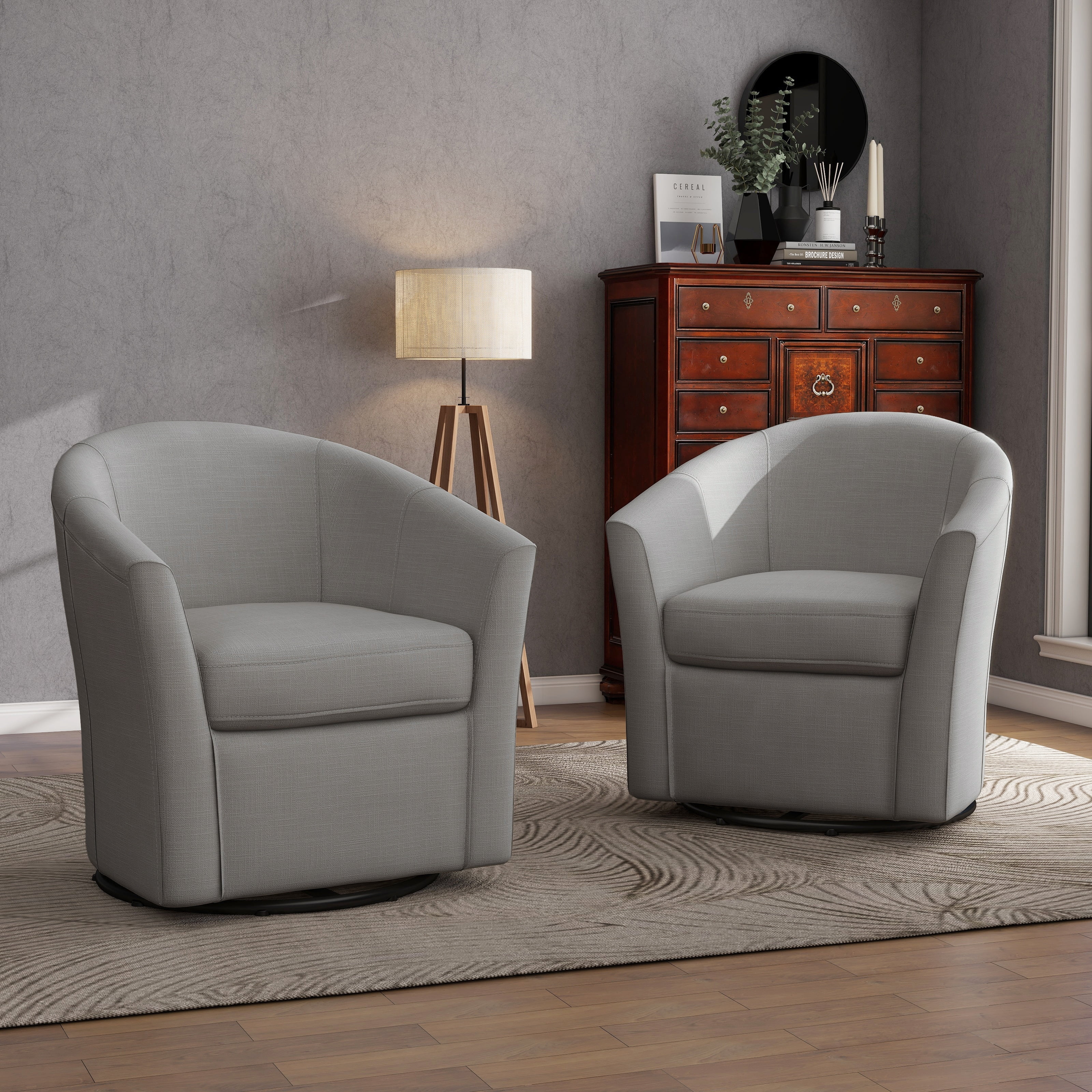 DREAMSIDEA Set of 2 Modern Upholstered Swivel Barrel Chair Living Room ...