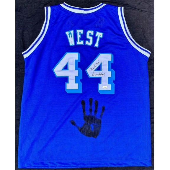 Jerry West Handprint Signed Autographed Yellow Jersey JSA BB00708 Mr. Clutch