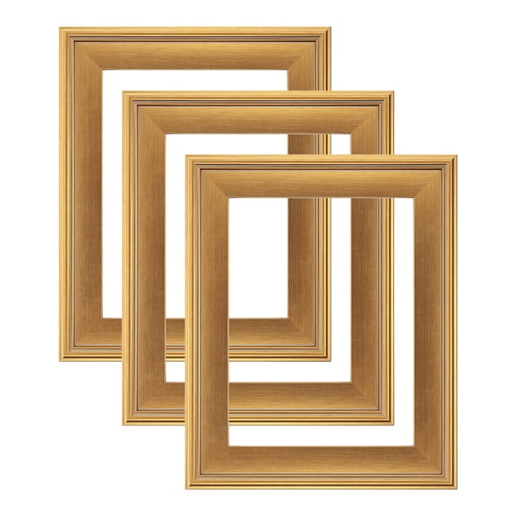 Jerry's Artarama Cardinali Plein Aire Gold Frames for Canvas Art - 5x7" Set of 3, 3" Wide Moulding with Raised Edge -1/2 Rabbet Depth - Timeless Frame for Canvas - Made in USA, Eco-Friendly