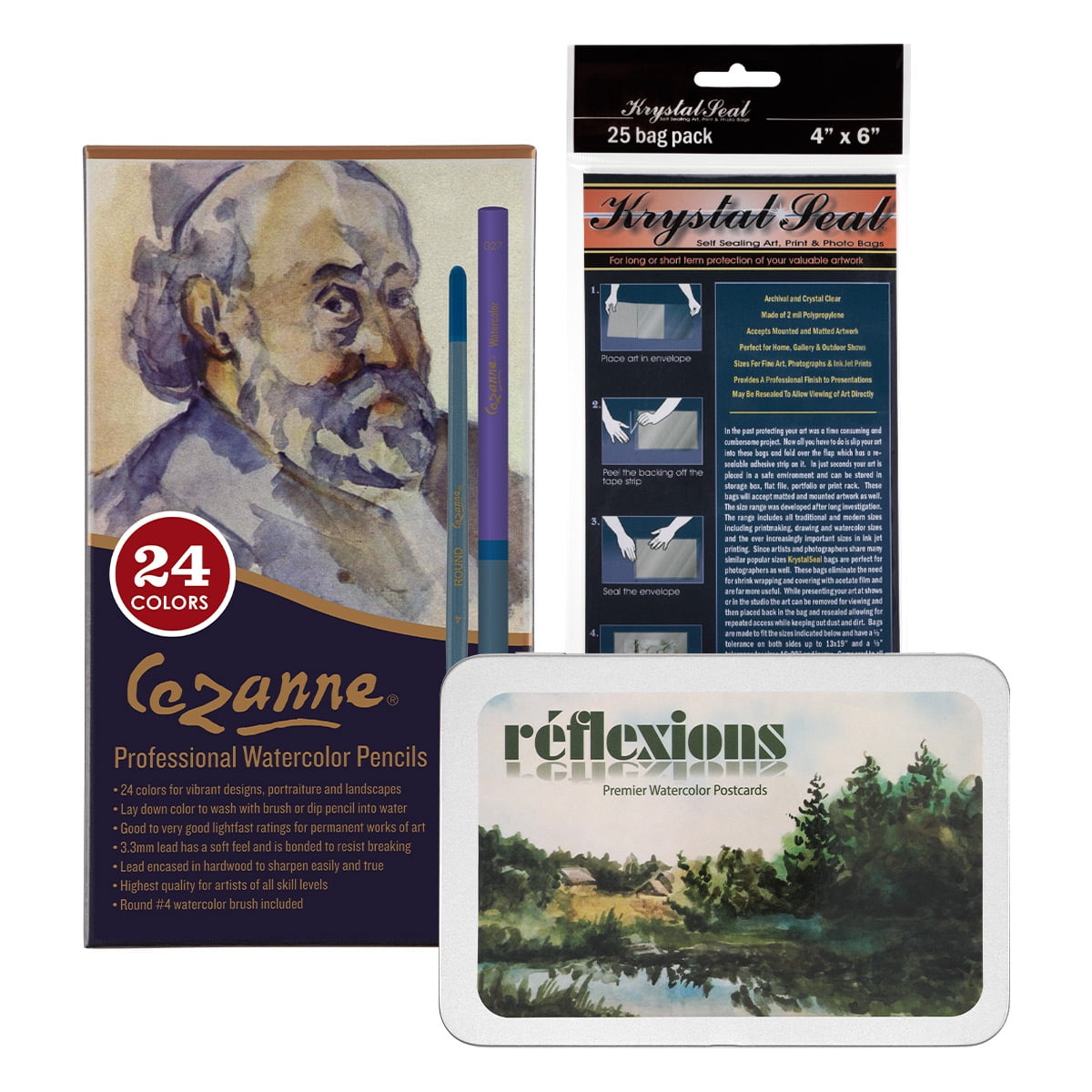 Jerry's Artarama Watercolor Paint Set with Sketchbook, 24 Pc Art Set - Ideal for Birthday Cards, Includes Watercolor Pencils & Postcards with Resealable Sleeves