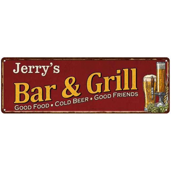 Jerry's Bar and Grill Red Man Cave Decor 6x18 Sign 106180054188