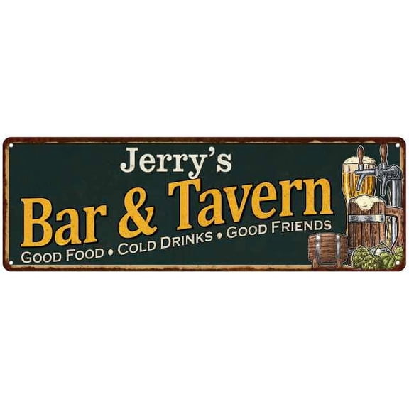 Jerry's Bar and Tavern Sign Green Man Cave 6x18 106180003184