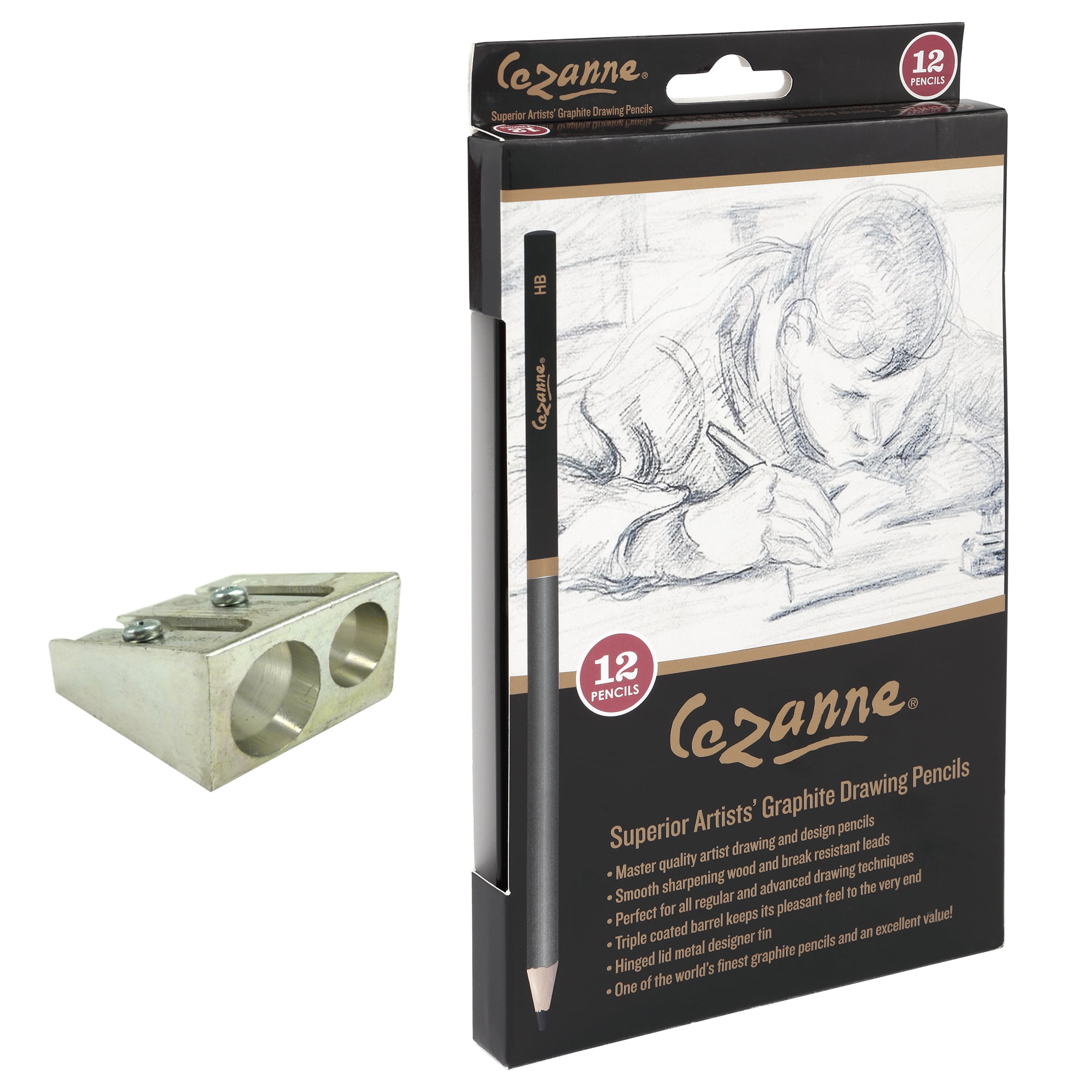Jerrys Artarama 12pc Graphite Drawing Pencils Set, Includes Pencil Sharpener