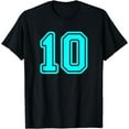 thumbnail image 1 of Jersey #10 Cyan Sports Team Player Fan Jersey Number 10 T-Shirt, 1 of 3