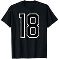 thumbnail image 1 of Jersey #18 White Black Sports Team Jersey Number 18 T-Shirt, 1 of 5
