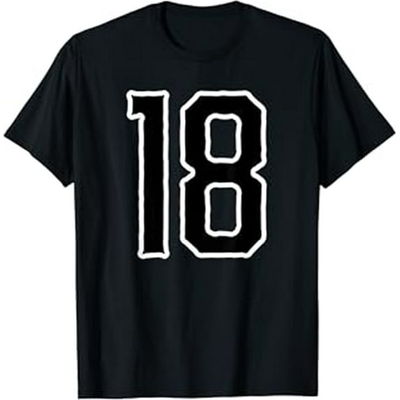 Jersey #18 White Black Sports Team Jersey Number 18 T-Shirt