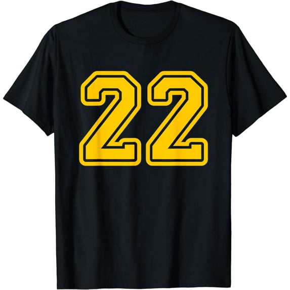 Jersey #22 Golden Yellow Sports Team Jersey Number 22 T-Shirt