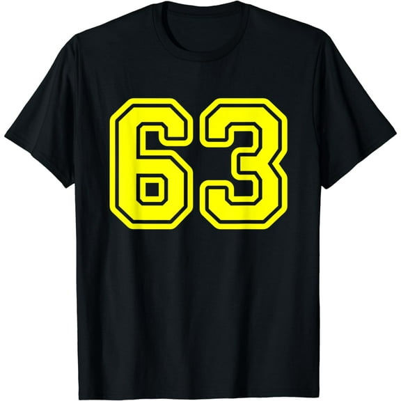 Jersey #63 Yellow Sports Team Jersey Number 63 T-Shirt