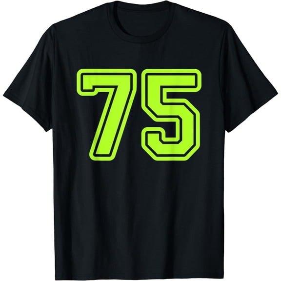 Jersey #75 Green Yellow Sports Team Jersey Number 75 T-Shirt