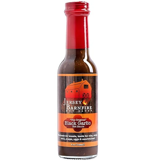 Jersey Barnfire "The Original Black Garlic Hot Sauce" Deep Umami and Sweet Heat, World Champion, Jalapeno & Habanero Peppers, 5oz