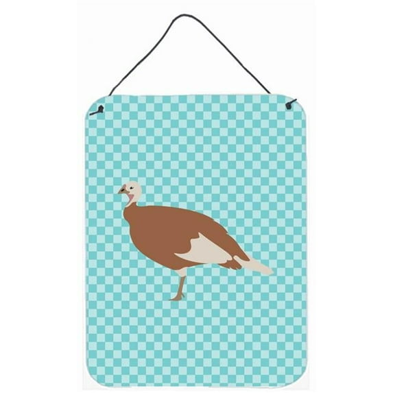 Jersey Buff Turkey Hen Blue Check Wall or Door Hanging Prints - Blue Check - 12 x 16 in.