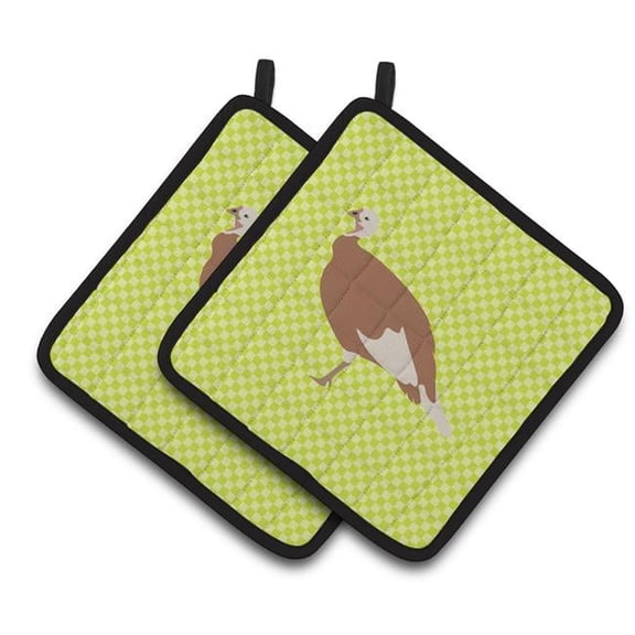 Jersey Buff Turkey Hen Green Pair of Pot Holders - Green