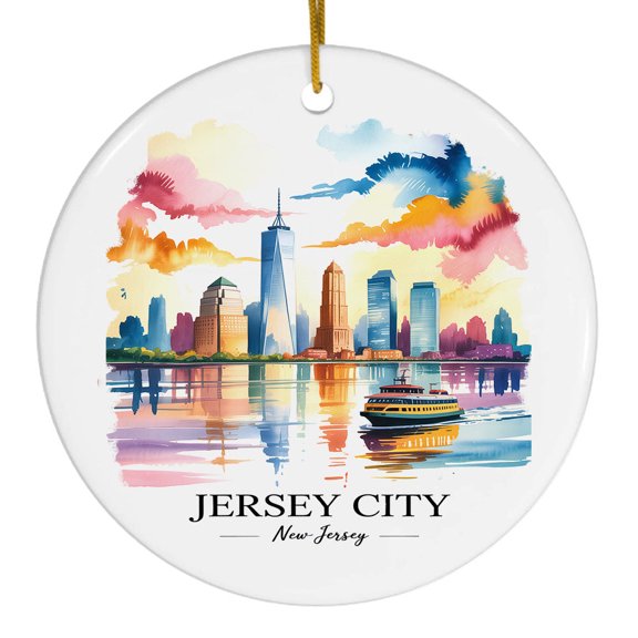 Jersey City Christmas Ornament, New Jersey Destination Keepsake, Travel Souvenir