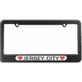 thumbnail image 1 of Jersey City Love with Hearts License Plate Tag Frame, Carbon Fiber Pattern, 1 of 1