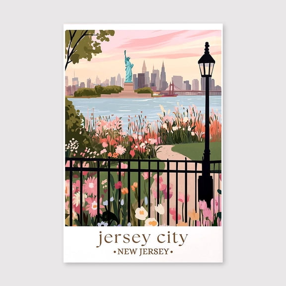Jersey City New Jersey Print, Urban Skyline Canvas, NYC Metro Area Wall Art, Modern Cityscape Decor