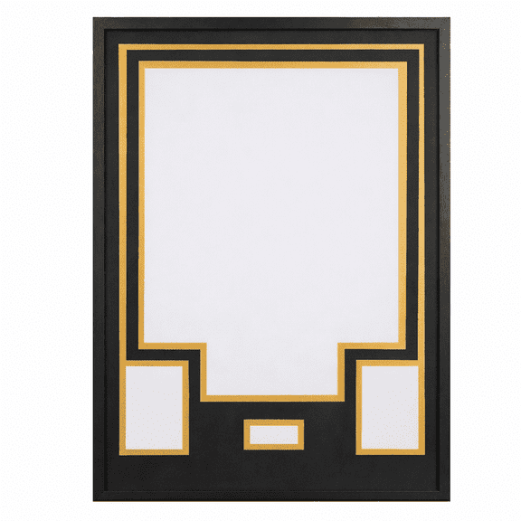 Jersey Display Case with Color Mat & Wall Mount, Shadow Box Frame with Photo Slots & Hardware Kit for Football Basketball Soccer Shirts (Black-Top & Gold-Base)