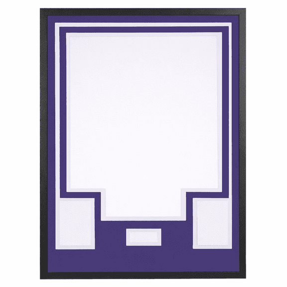 Jersey Display Case with Color Mat & Wall Mount, Shadow Box Frame with Photo Slots & Hardware Kit for Football Basketball Soccer Shirts (Purple-Top & White-Base)
