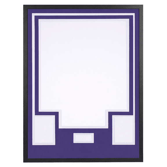 Jersey Display Case with Color Mat & Wall Mount, Shadow Box Frame with Photo Slots & Hardware Kit for Football Basketball Soccer Shirts (Purple-Top & White-Base)