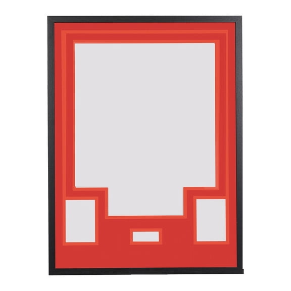 Jersey Display Case with Color Mat & Wall Mount, Shadow Box Frame with Photo Slots & Hardware Kit for Football Basketball Soccer Shirts (Red-Top & Orange-Base)