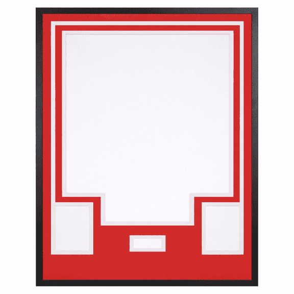 Jersey Display Case with Color Mat & Wall Mount, Shadow Box Frame with Photo Slots & Hardware Kit for Football Basketball Soccer Shirts (Red-Top & White-Base)
