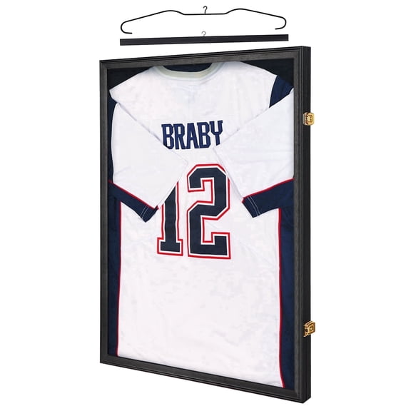 KCRasan Jersey Frame Display Case 23x31 Black Large Shadow Box, 1 Pack
