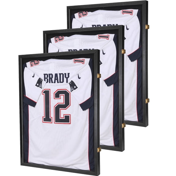 Jersey Display Frames, Dimensions: 23.3x31.2x1.5 inches, Lockable Flat Jersey Shadow Box with 98% UV Protective Acrylic Door for Football,Basketball Sports Jersey (Black, 3 Packs)