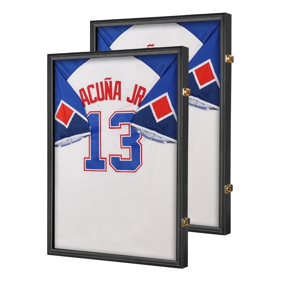 CRDC Jersey Frame Display Case 2 Pack,Large Sports Jersey Display Case for Football, Baseball, Basketball, Hockey, Soccer, Black