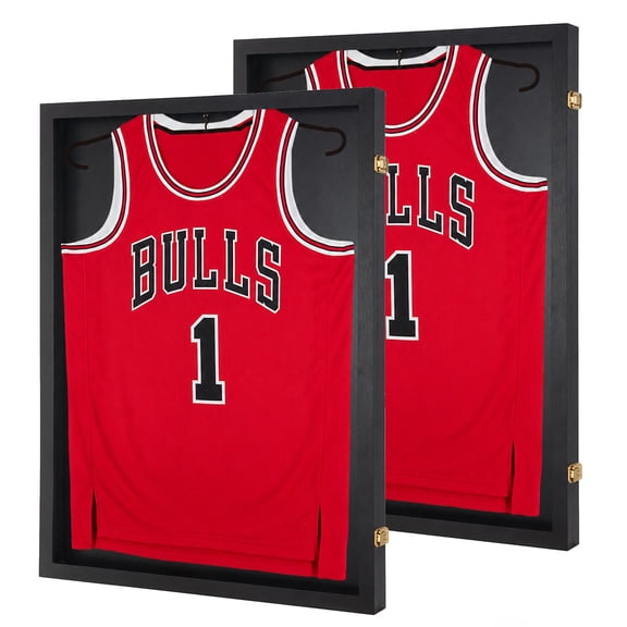 Jersey Frame Display Case , 23.5x31.5 Inch UV Protection Shadow Box for Soccer/Football/Basketball/Baseball, Easy Assembly with Built-in Hanger, 2 Pack