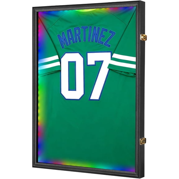 Jersey Frame Display Case 6-Pack, Goazhpon Large Lockable T-Shirt Shadow Box with Gold Locks and Black Lining, UV Protection Acrylic and Hangers for Football Basketball Baseball Soccer Hockey, Black
