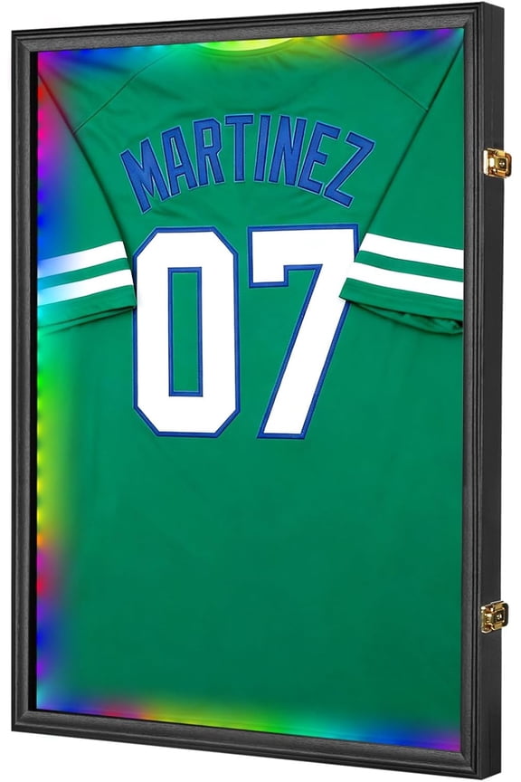Jersey Frame Display Case 6-Pack, Goazhpon Large Lockable T-Shirt Shadow Box with Gold Locks and Black Lining, UV Protection Acrylic and Hangers for Football Basketball Baseball Soccer Hockey, Black