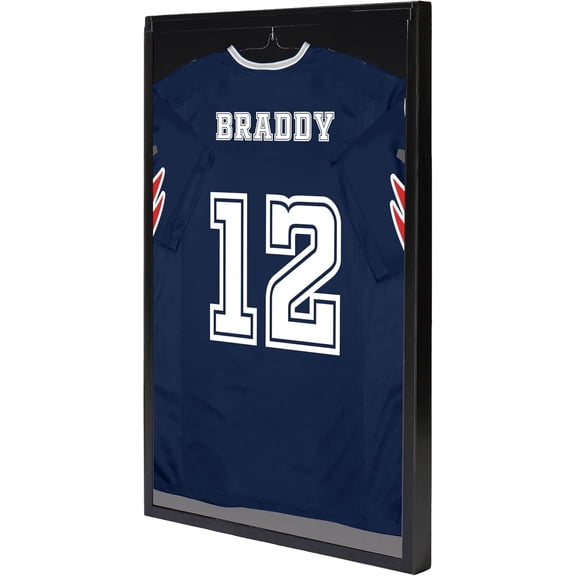Jersey Frame Display Case - Crystal Clear Acrylic Jersey Frame for Baseball, Football, Hockey, Soccer & Basketball, Jersey Shadow Box - Black