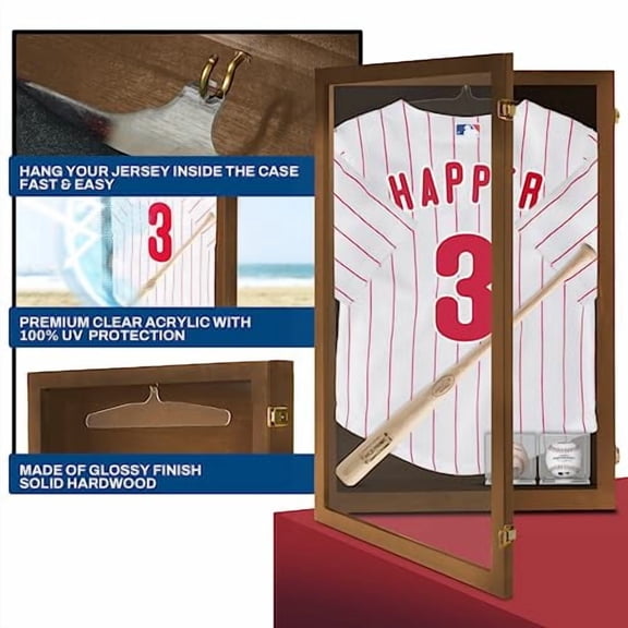 Jersey Frame Display Case - Crystal Clear Acrylic Jersey Frame for Baseball, Football, Hockey, Soccer & , Jersey Shadow Box