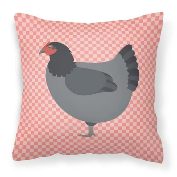 Jersey Giant Chicken Pink Check Fabric Decorative Pillow - 14 x 14 in.