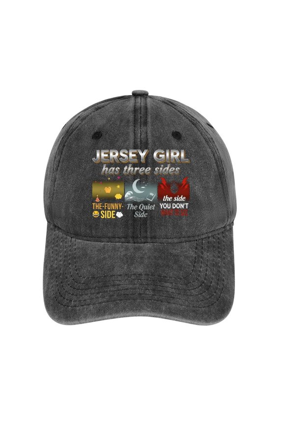 Jersey Girl Charcoal Baseball Cap for Men Women, Adjustable Snapback Hats Cotton Hat