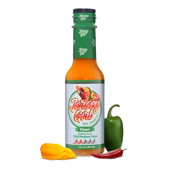 Jersey Girl Habanero Hot Sauce 5oz (Classic) Made with 4 Pepper Varieties (Sodium/Salt Free)