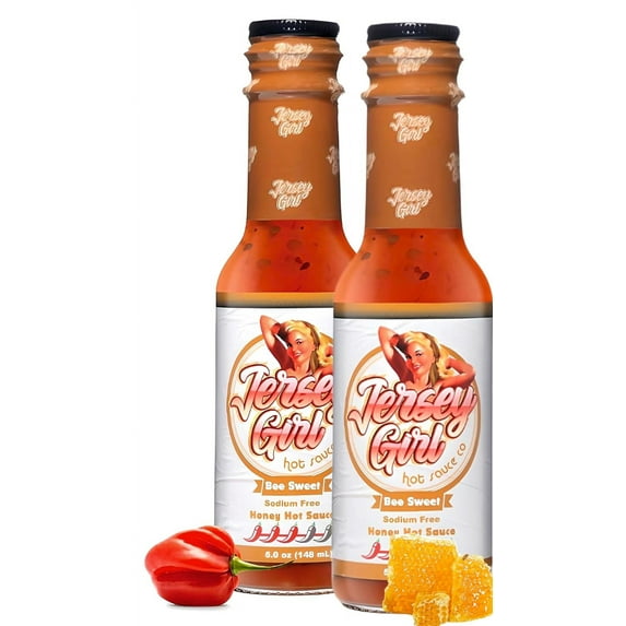 Jersey Girl Hot Sauce 5oz (Bee Sweet - Honey, Pack of 2) Sodium Free & Addictively Delicious!