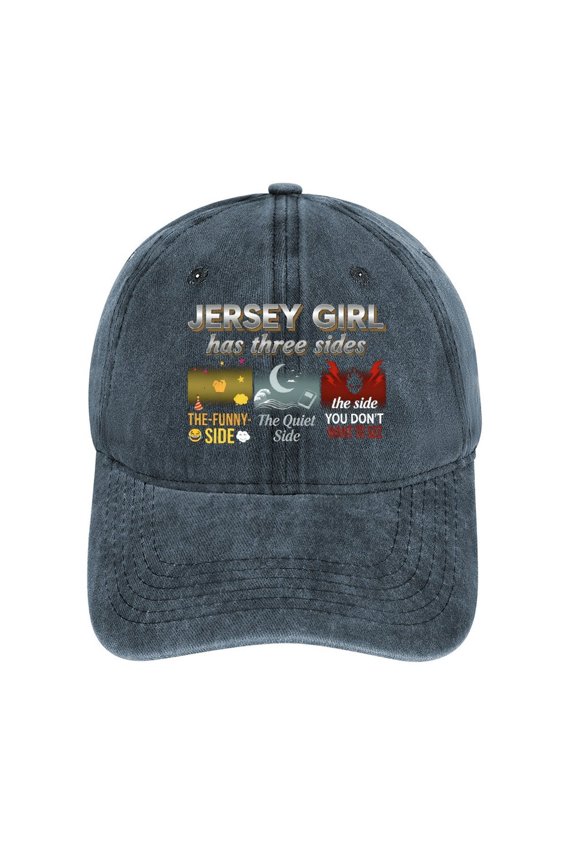 Jersey Girl Navy Baseball Cap for Men Women, Adjustable Snapback Hats Cotton Hat