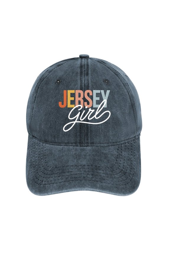 Jersey Girl Navy Baseball Cap for Men Women, Adjustable Snapback Hats Cotton Hat