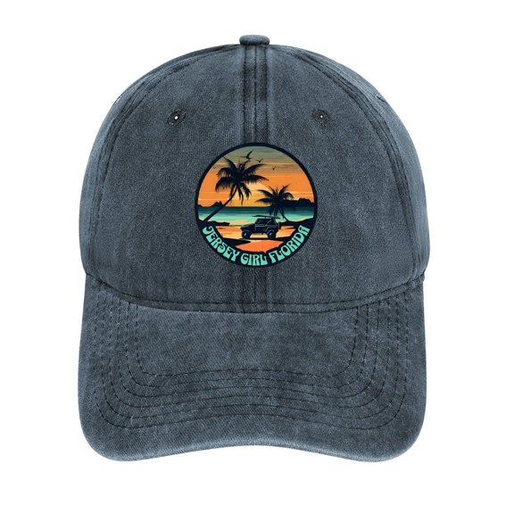 Jersey Girl Navy Baseball Cap for Men Women, Adjustable Snapback Hats Cotton Hat