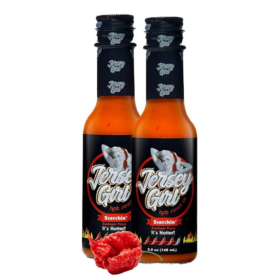 Jersey Girl Scorchin' Salt/Sodium Free Hot Sauce 5oz (Carolina Reaper & Dragon's Breath Pepper Sauce (2 Pack)