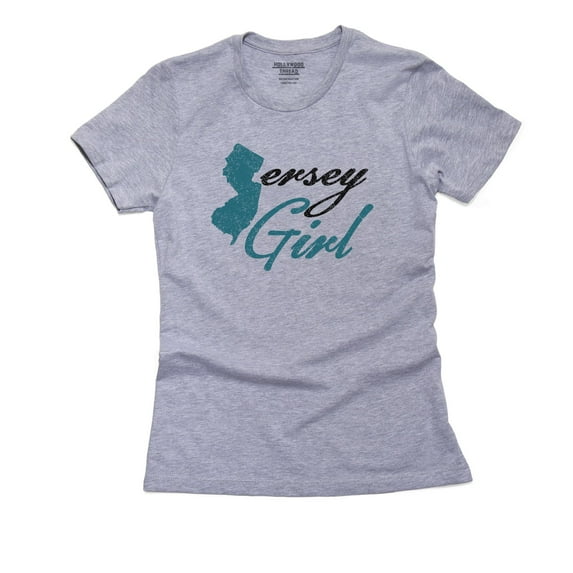 Jersey Girl With New Jersey State Silhouette Women's Cotton Grey T-Shirt