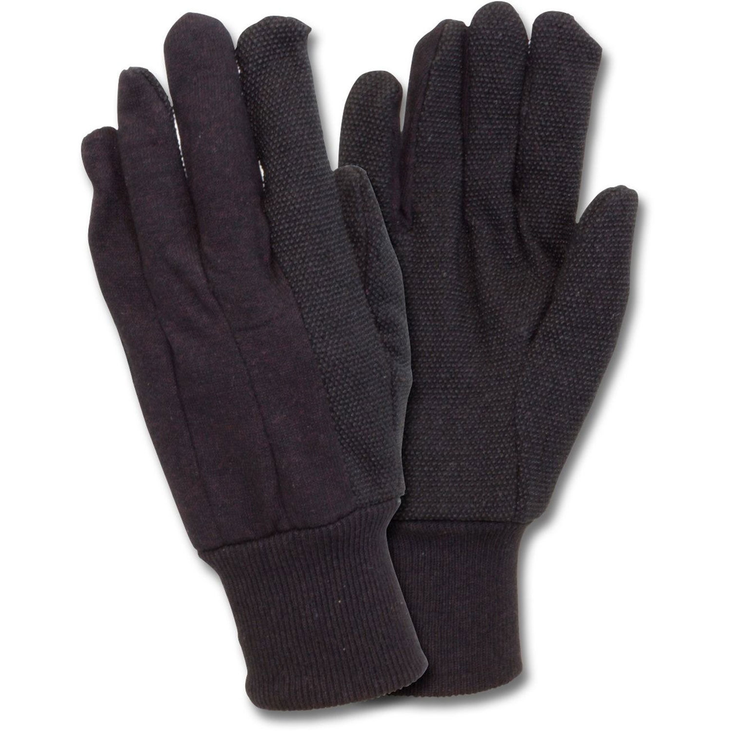 Jersey Gloves With Grip Dots, Brown, Large, 12 Pairs/Pack