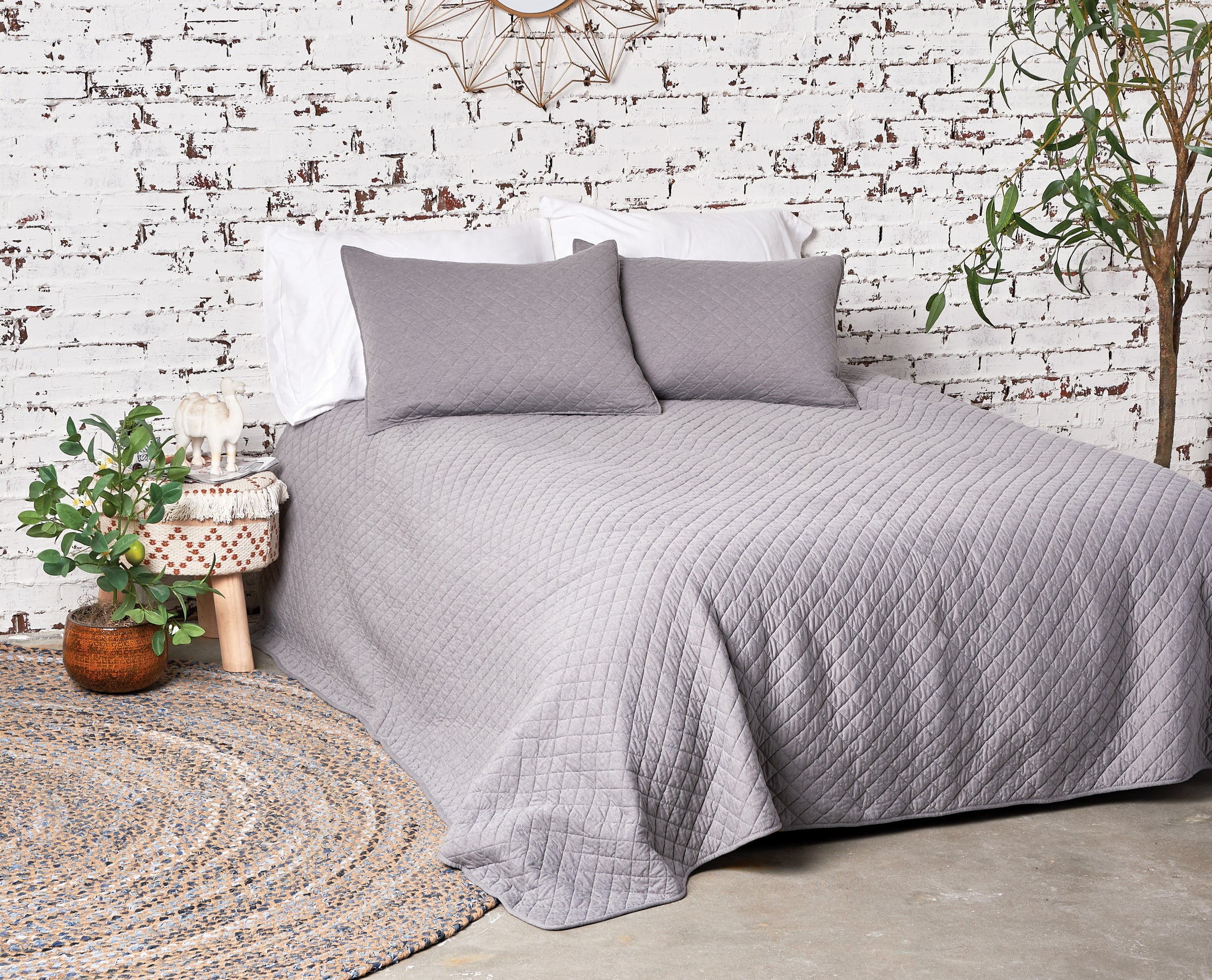 Jersey Gray Cotton Reversible King Quilt