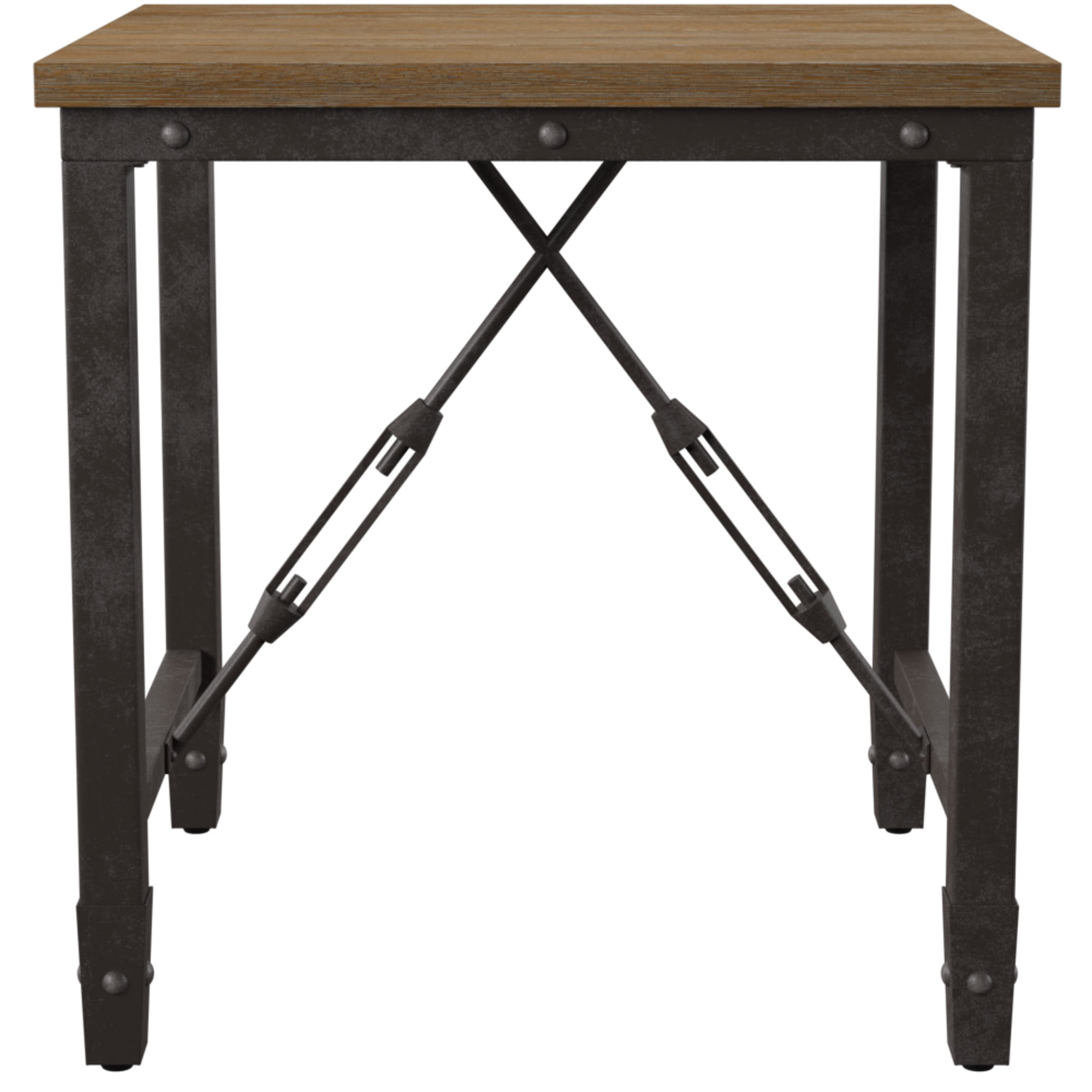 Jersey Industrial Brown Pine Veneer and Iron End Table