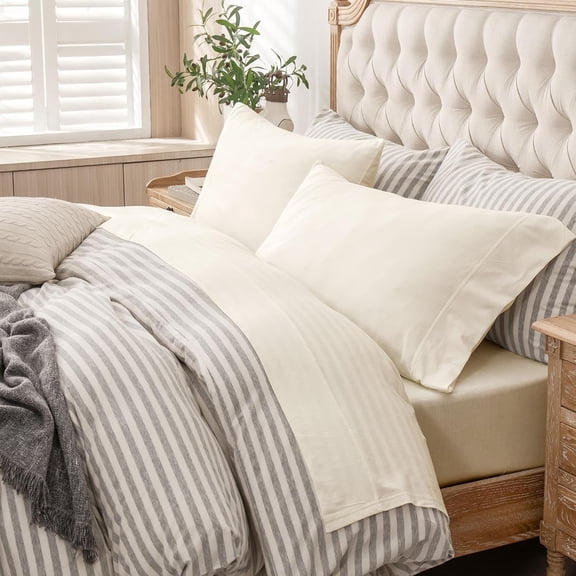Jersey Knit 3-Piece Bed Sheet Set 100% Cotton Soft Breathable Extra Deep Pocket Twin