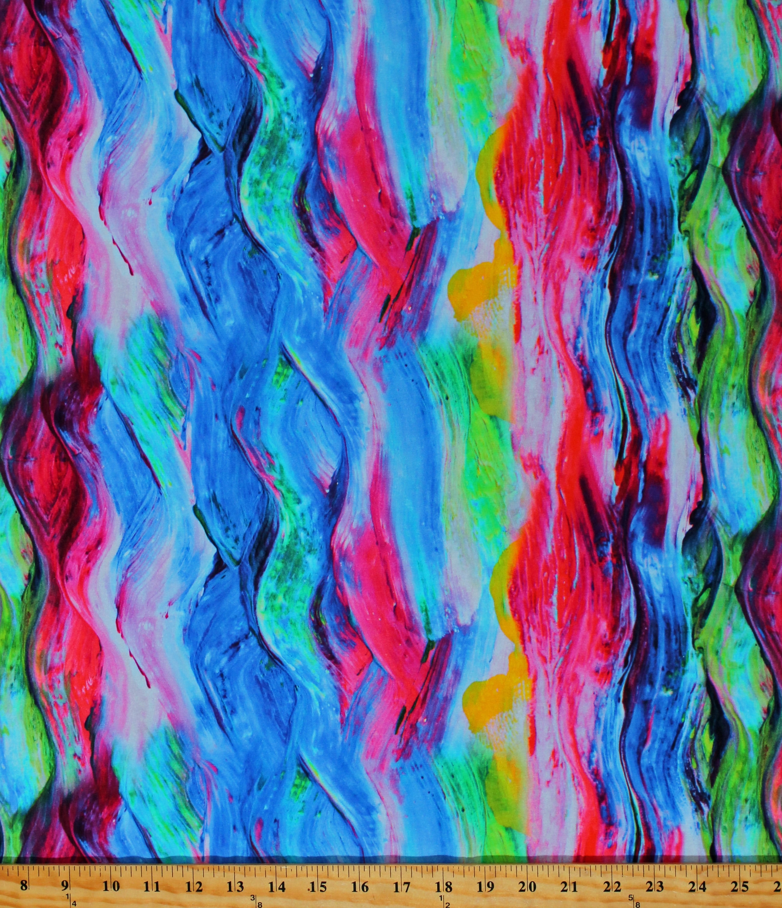 Jersey Knit Colorful Paintbrush Strokes Waves of Color Rainbow Multi ...